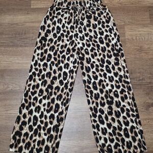 Leopard Print Wide-Leg Pants
